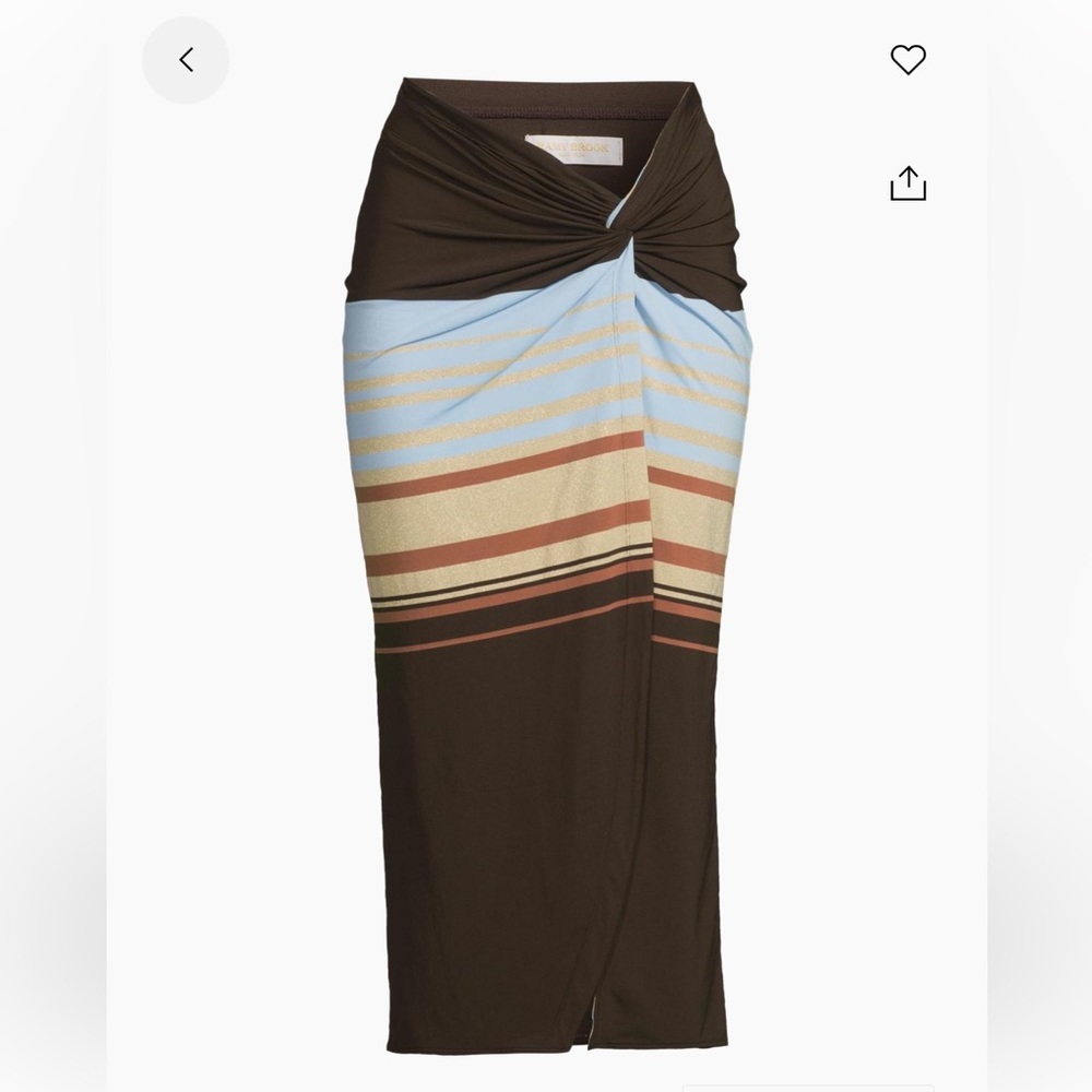 Ramy Brook Women’s Brown Stripe Beach Cover-Up Skirt